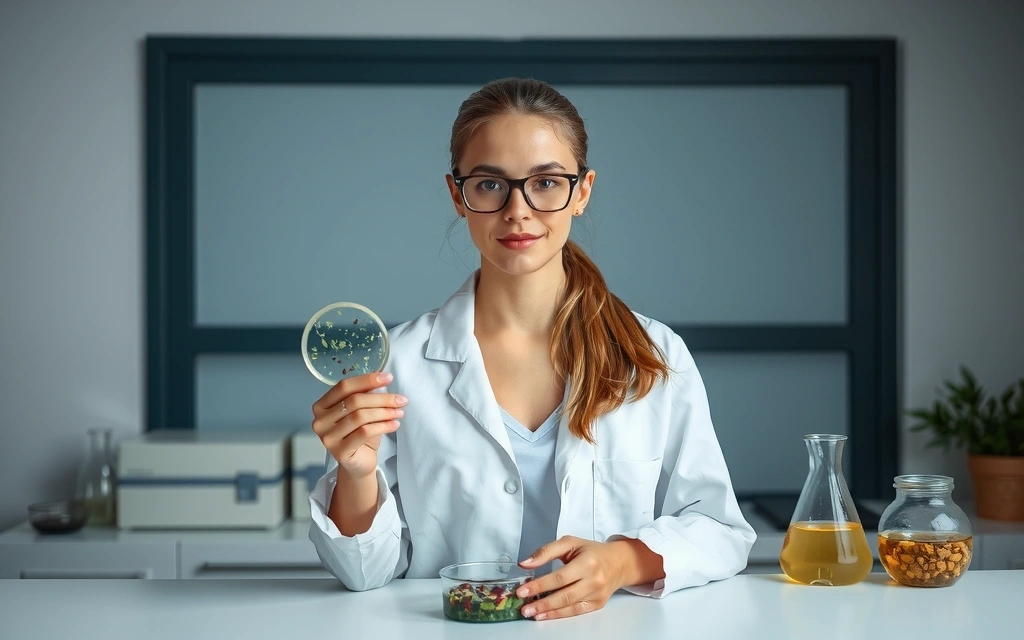 Scientist in a lab researching skincare ingredients